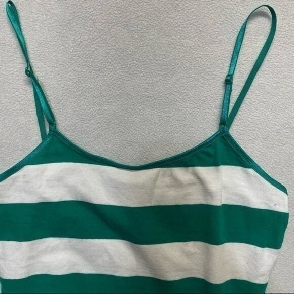 Striped Tank Top Spaghetti Straps Stripes Green White Size Medium Maternity - Picture 3 of 6